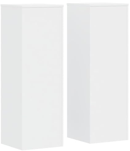 vidaXL Soportes de Plantas 2 uds Madera ingeniería Blanco 33x33x100 cm, Soporte de Flor, Soporte de Maceta, Soporte de Planta de casa