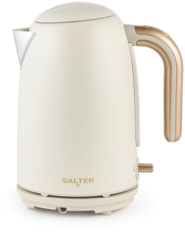 Salter Pebble Kettle – 1.7 L Fast Boil Electric Tea Kettle, Removable Limescale Filter, Water Level Indicator, 360° Swivel Base, Viewing Window, Boil Dry Protection, Flip Lid, 3kW, Stone