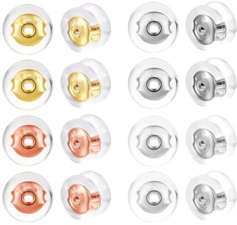 XPEX 16 unidades de cierre de pendientes seguros para pendientes, de silicona para pendientes de repuesto, hipoalergénicos, tapones de silicona
