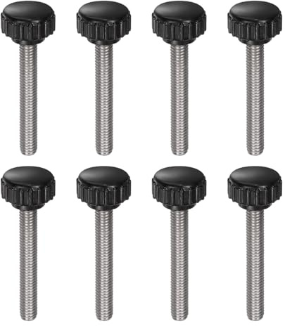 QUARKZMAN 8 Stück Rändelschraube mit Gewinde M6 x 40mm x 18mm Rundkopfschraube Edelstahl 304 Rundgriffbolzen Klemmknöpfe 18mm Handknöpfe Daumenschrauben Spannschraube für Industrie Maschine