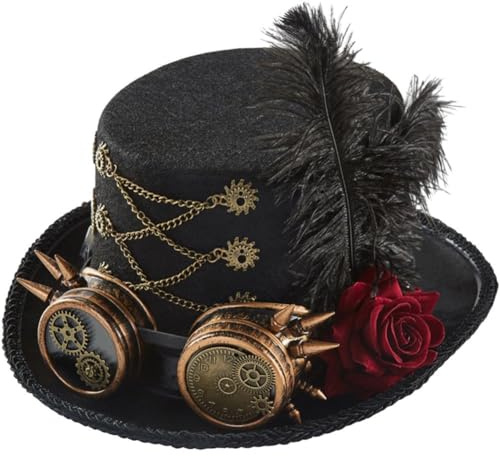 HiyyFloy Unisex Steampunk-hüte, Retro-federhut Schutzbrille Für Halloween, Kostüm, Hut, Verkleidung, Steampunk-zubehör