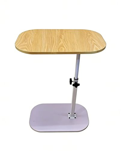 Beistelltisch C Form Metall Nachttisch Aus Kunstfaserplatten, Anhebbarer Nachttisch für Schlafzimmer, Verdickte Tischplatte Um 360° Drehbar, für Haus, Krankenhaus(Yellow)