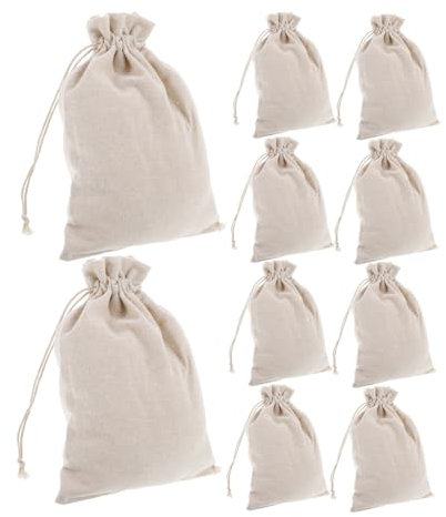 KOMBIUDA 10stücke Baumwoll Beutel Mit Kordelzug Wiederverwendbare Stoffbeutel Natürliche Aufbewahrungsbeutel Für Zuhause Kleine Beuteltaschen Zum Tragen Und Lagern