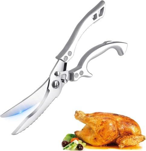 Ciseaux à volaille, ciseaux de cuisine tranchants, ciseaux à volaille en acier inoxydable avec poignée ergonomique, ciseaux à viande, pour couper le canard, le poulet, l'oie, la dinde ou la dinde (arg