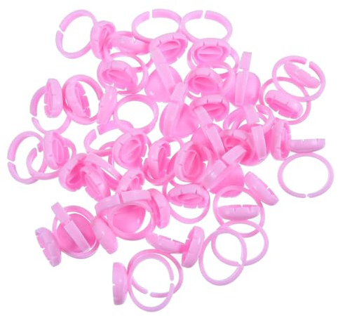 Contenedor de Pigmentos Rosa 100 Piezas Pp Ligero y Compacto | Copa de Anillo para Extensión de Pestañas, Taza de Tinta Portátil, Accesorios de Maquillaje