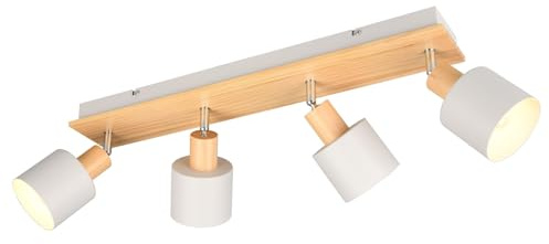Wandstrahler & Deckenstrahler Hellgrau mit Holz 4flammig, 60cm lang
