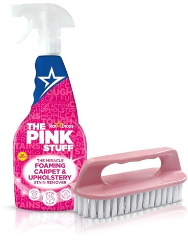 Pink Stuff Carpet & Upholstery Cleaner 500ml + Scrubbing Brush | Tough Stain Remover for Sofas, Carpets, Rugs & Car Interiors | Deep Clean, Easy to Use, Odor-Free & Fast Drying