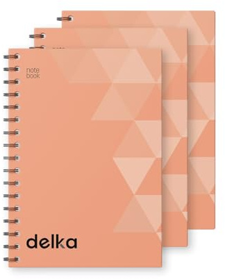 delka A4 Wirebound Notebooks, Ruled Pages, Durable Spiral Binding, Premium Quality Paper for School, Office, and Note-Taking Versatile (Peach, Pack of 3)