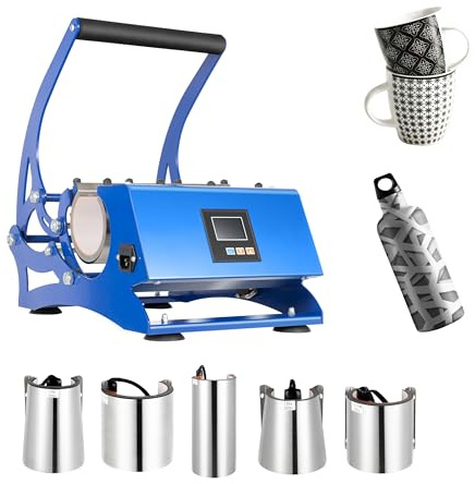 Charocean 6 in 1 Tassenpresse Sublimationspresse - Transferpresse Mug Press 8-30OZ, 500W - 200 ℃ Schnelles Erhitzen, Multifunktionale Becherpresse, Sublimation Tasse Drucken mit Digitalanzeige