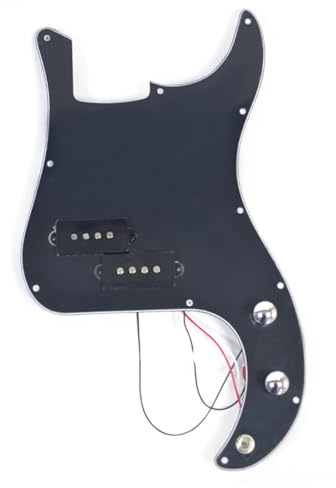 Pickguard Scratch Plate Schlagbrett kratzfest Bass vorverdrahtet mit Tonabnehmer für 4-Saiter P-Bass mehrere Farben(Black pickguard)