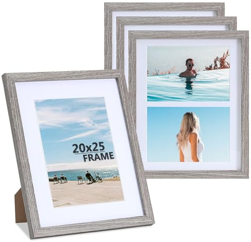 LYYYYX Bilderrahmen 20x25cm Holzrahmen mit Passepartout Display Bilder 10x15cm und 13x18cm mit Matte Rahmen,Fotorahmen for Urkunden,Fotos, Poster, Puzzles Satz von 4
