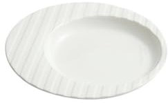 Ceramic striped Italian pasta plate, hotel restaurant round medium plate - 10.5 inches