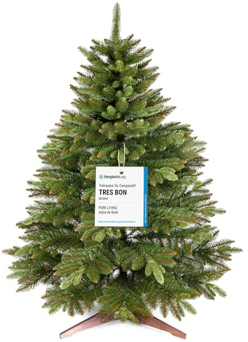 Albero di Natale Artificiale Premium 90cm – Realistico, Rami Fitti, con Base in Legno e Borsa per Riporre – Albero di Natale di Pure Living