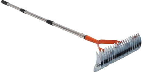 Oreilet Rake Paja, Rastrillo Césped Desmontable para Malezas, Hierba Muerta, Herramienta Paja para Jardín Césped, Herramienta Aflojamiento Suelo Ergonómico Desecho, Cabeza Ancha