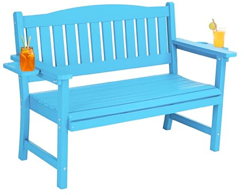 TinFrey Gartenbank Holz Wetterfeste Holzbank für 2-3 Personen, 360kg Belastbar (110cm) | Parkbank Sitzbank Balkonbank Bank aus HIPS mit Lehne für Outdoor, Terrasse, Balkon & Garten