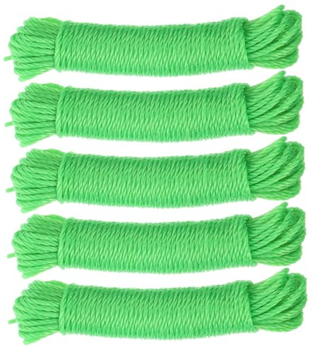 QUMIIRITY 5 Piezas Cuerda de Tender Ropa de Nylon Antideslizante y Resistente al Viento Paquete de Metros para Exteriores y de Transportar y Instalar