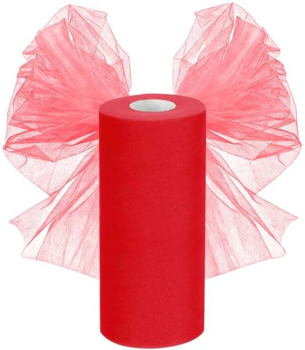 Tyllrulle, 30 cm x 92,5 m, bröllopsdekoration, metervara för pyssel, gör-det-själv-hantverk, rosetter, festdekoration, röd