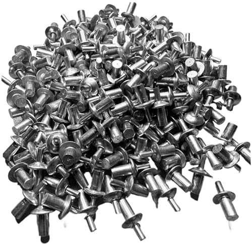 200 Piezas Remaches Sólidos con Martillo de Aluminio con Cabeza Redonda, Remaches de Expansión Tipo Golpe para Bricolaje, Manualidades y Reparaciones para Mejorar la Resistencia en Madera y Materia