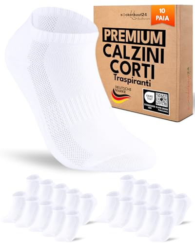 sockenkauf24 10 Paia Calzini Corti Donna Calze Corte Cotone Traspiranti Bianco 35-38