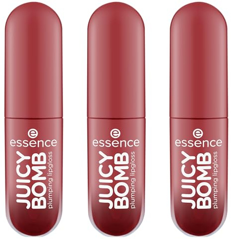 essence JUICY BOMB plumping lipgloss, Nr. 05, Nude, vergrößernd, glänzend, vegan, ohne Konservierungsstoffe, ohne Parabene, ohne Mikroplastikpartikel, 3er Pack (3x2.6ml)