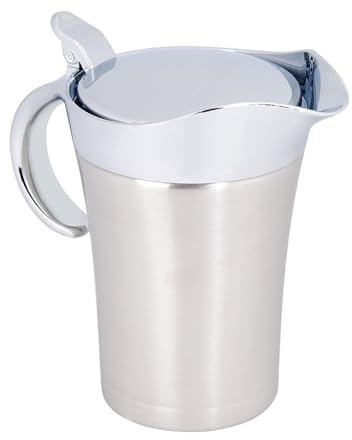 KELFEEAO Salsiera Isolata, Salsiera Isolata a Doppia Parete Scaldasalsa in Acciaio Inossidabile con Funzionamento con Una Mano con Coperchio per la Conservazione di Vari Liquidi (Formato grande da