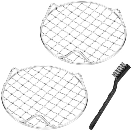 M METERXITY 2 Pack Wire Cooling Racks for Baking with Legs, Round Stainless Steel Cooling Racks for Cooking Baking Steaming BBQ, Dishwasher Safe [5.12'' x 2.7'', Free Cleaning Brush]