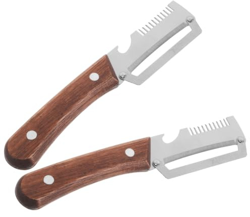 Holibanna Lot de 2 Éplucheur à LScallion Slicer éplucheurs multifonctions 2 en 1 avec manche en bois Outil de cuisine pour couper les oignons de printemps, les légumes, les fruits, la bière, le fromag
