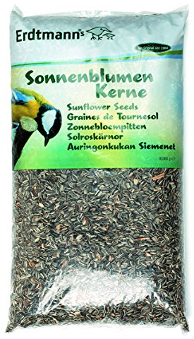 Erdtmanns Sonnenblumenkerne – Energiereiches Wildvogelfutter 10 kg | Hochwertiges Wildvogelfutter für eine ganzjährige Fütterung - Streufutter für Meisen, Sperlinge, Spechte & viele mehr