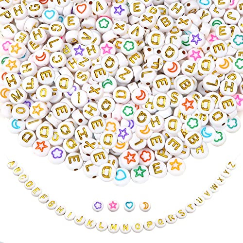 TOAOB 300 Stück Buchstabenperlen zum Armbänder 4x7mm Gold A-Z Buchstaben Perlen Set Rund Buchstabenperlen für Auffädeln Alphabet Perlen für Schmuckherstellung DIY Armbänder Halsketten Handwerk