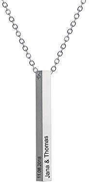 Bo&Pao Cadena de Barrera Tridimensional, Plata de Ley 925 con Grabado, Plata/Oro/Oro Rosa, Cadena con Grabado