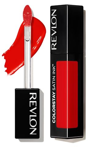Revlon Lápiz labial líquido de tinta satinada ColorStay, colores de labios ricos de larga duración, formulado con aceite de semilla de grosella negra, 014 ahumado.