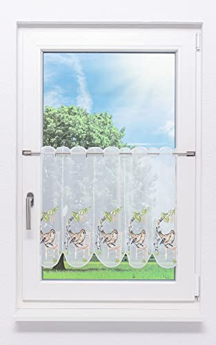 Plauener Spitze Scheibengardine Vögelchen (Bx H) 65.20cm * 50cm Braun/lehmbraun