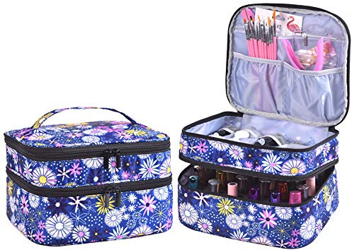 Nail Polish Carrying Case Bag-Holds 30 Bottles, Double-Layer Nail Polish Storage and Nail Dryer Case