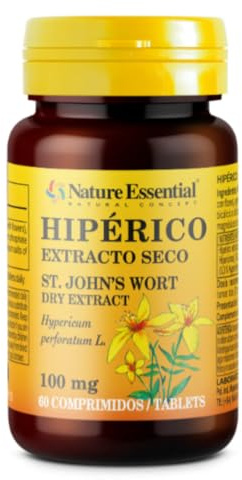 Nature Essential I Hipérico I 60 Comprimidos I Calcio I Ayuda a Combatir el Estrés y el Insomnio I Favorece la Mejora del Estado de Ánimo