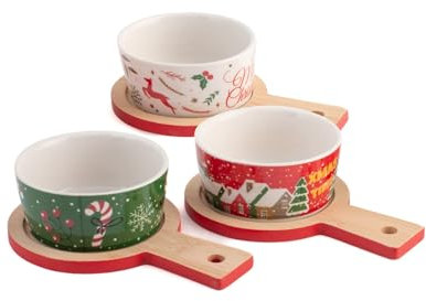 H&H Weihnachtsschale, Porzellan, Basis aus Bambus, 8 x H4 cm