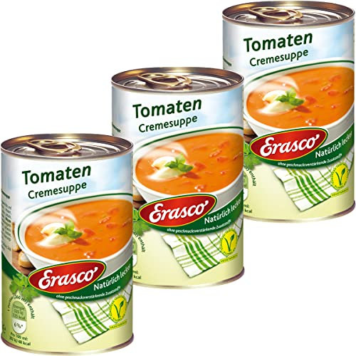 Erasco Tomaten Cremesuppe mit Tomatenstücken natürlich 390ml 3er Pack