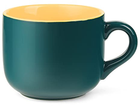 650ML/22OZ Large Ceramic Coffee Mug, Big Tea Cup for Office and Home, Dishwasher and Microwave Safe (Dark Green)