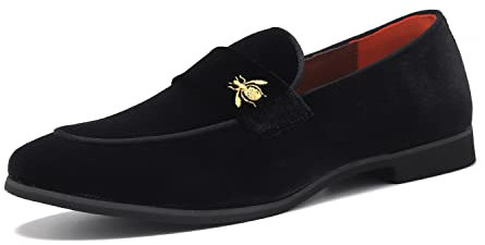 FLQL Luxuriöse Penny-Loafer für Herren, aus Veloursleder, für Partys, Hochzeiten, Abschlussbälle, Größe 40-48, Schwarz 3, 42 EU