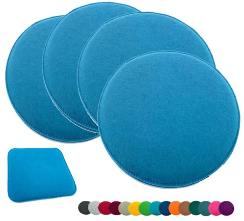 heimtexland ® 4er Pack Sitzkissen Filz Stuhlkissen Bodenkissen Polster Stuhlauflage Indoor Outdoor Kissen rund Typ631 Filzkissen Aqua 35x35 cm 4 Stück