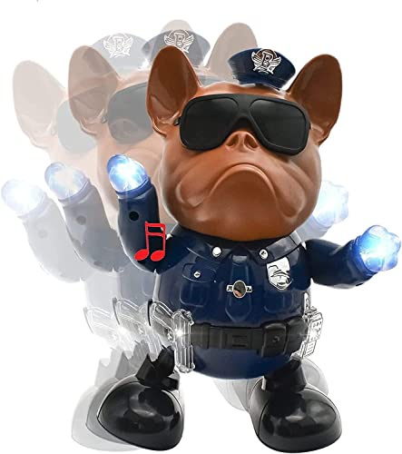 PEBBLE HUG Dancing Dog Police Toys Musical Lighting Doll Educational Gifts Kids Interactive, Robot Dog Toy Music Dog Toy Plush Dog Toys Dancing Dog Toy, Animated Pet for Home