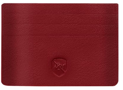 ALLEN & MATE 100% Leather Minimalist Wallet – Slim RFID Blocking Card Holder for Men & Women – Holds 6 Cards & Cash (Maroon)