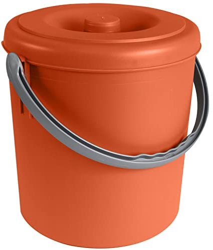 Mülleimer 25L verschließbarem Deckel Henkel Orange 39cm Ø31cm Kunststoff