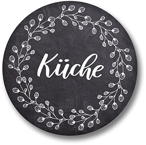 Schild Türschild rund 15cm groß Kreide Vintage Shabby inkl. Klebepunkte verschiedene Schilder zur Auswahl (Küche)