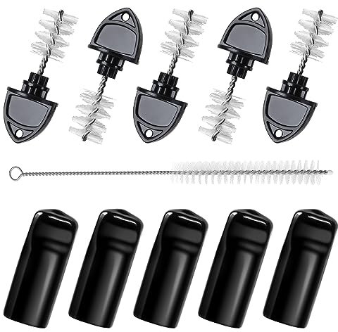 Dbgogo Beer Tap Plug Brush Beer Faucet Cap, 5pcs Beer Tap Plugs & 5pcs Rubber Draft Beer Faucet Covers & 1pcs Long Cleaning Draft Beer Plugs Tap Brush for Most Standard American Beer Faucets
