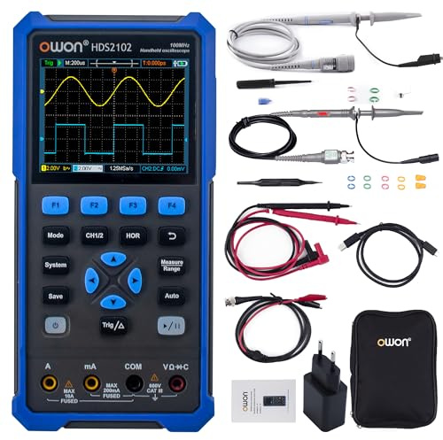 HDS2102 OWON Oszilloskop 100MHz Bandbreite Zweikanal 2 in 1 Oszilloskop mit Auto-Kalibrierungsfunktion Einstellbare Helligkeit Hintergrundbeleuchtetes LCD
