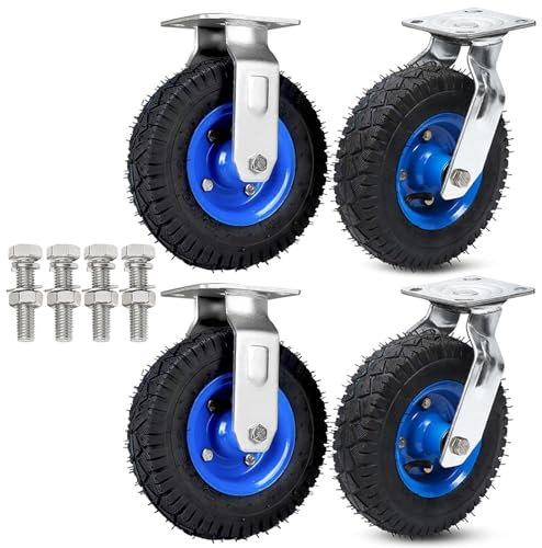 Leise Gummirollen 2 Lenkrollen 2 Bockrollen, Räder Schwerlast Ø 150cm 200cm 250cm Rollen Industrie, Luftreifen Leise, Stoßdämpfend Mit Kugellager, Rolle Für Plattformwagen