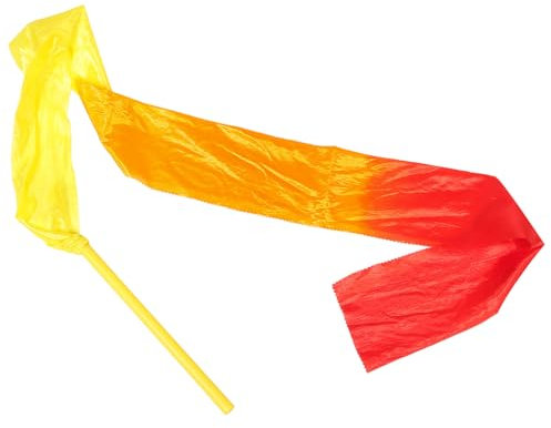 NUOBESTY Weiches Wiederverwendbares Tanzband Mit Langem Farbverlauf in Gelb-orange-rot Elegantes Gymnastik Tanzgerät Mit Stab Für Künstlerische Tanzvorführungen Und Bewegungstraining Bei Er