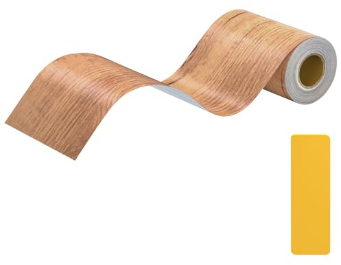 Lifuncren 10 cm x 10 m Bordi Adesivi per Pareti, Impermeabile Rimovibile Bordo Adesivo per Mobili, Adesivo Effetto Legno Greca Adesiva per Parete Carta da Parati per Porte Pavimento (Marrone)
