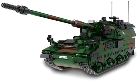 Ebortsin Technik Panzer Bausteine Modell, WW2 Panzer Klemmbausteine Militär Spielzeug, PZH-2000 Panzers Bausteine Modellbausatz, Geschenk für Erwachsene und Kinder, 1345 Teile