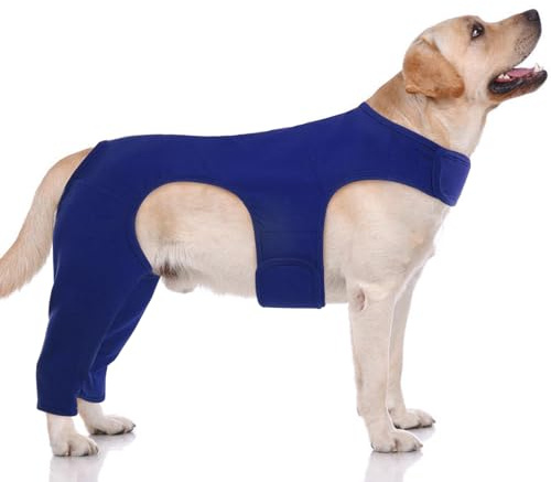 Hjyokuso Hundebody Nach Op Mit Bein, Wundschutzanzüge, Hinterbeinschutz, Anti-Wundlecken Body, E-Kragen Alternative, Hundeschenkel Schutz Bodysuit